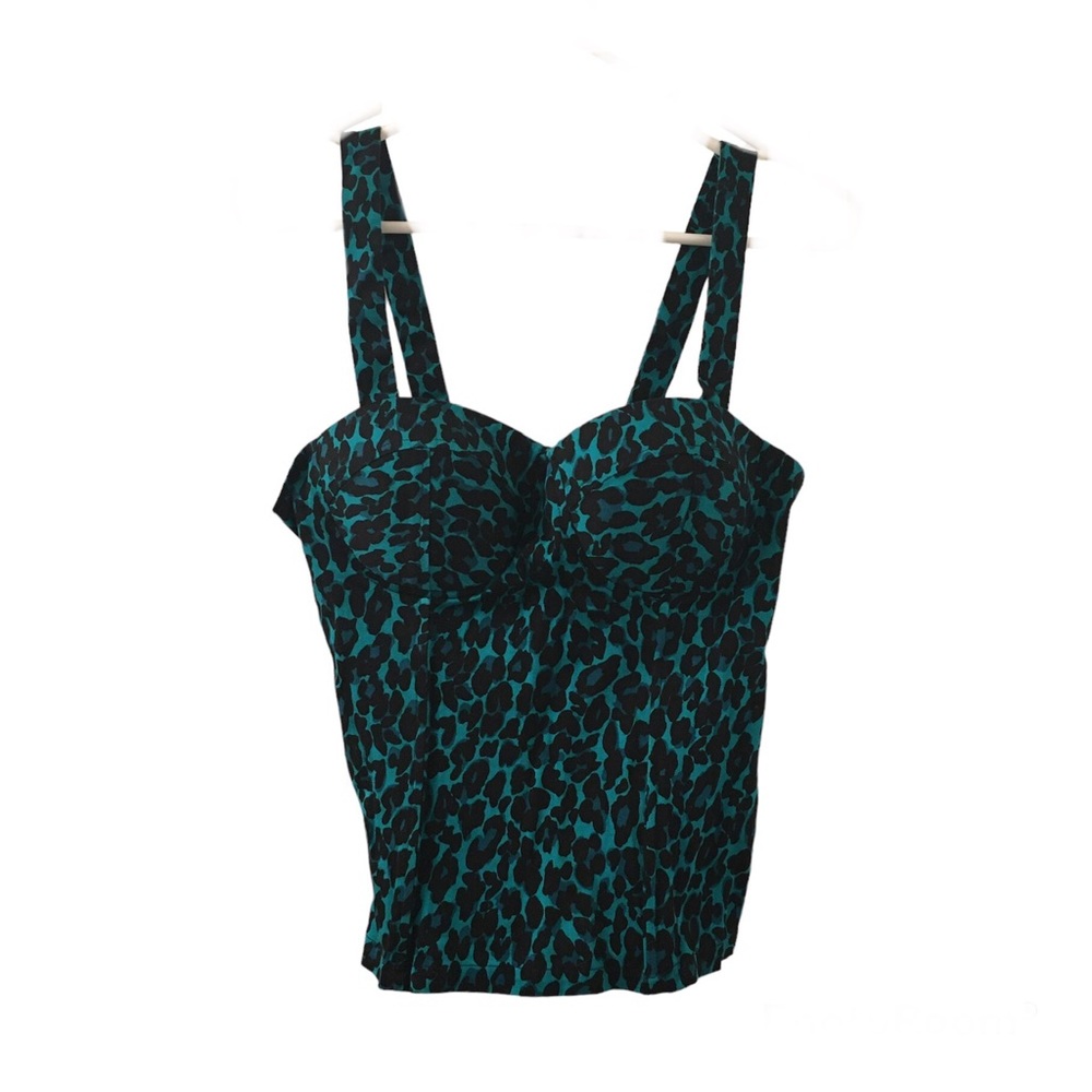 Charlotte Russe Teal leopard print bustier top